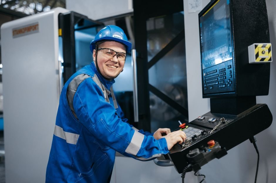 Machinist at a CNC control